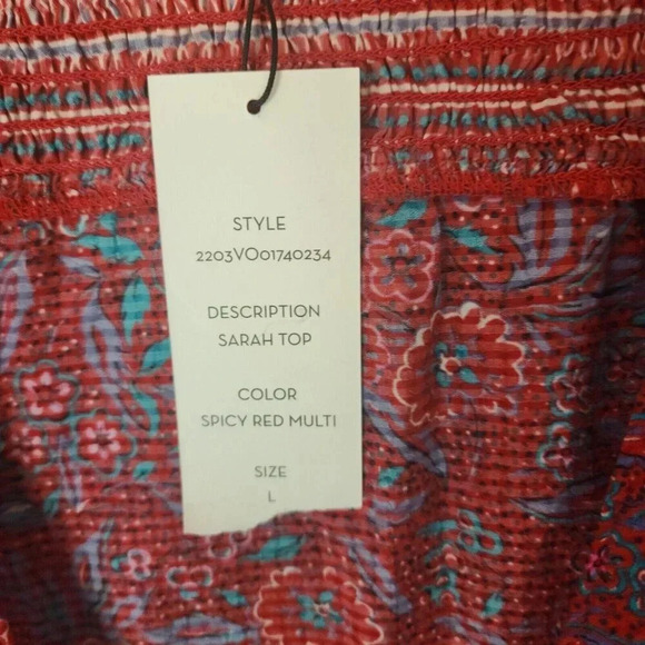 New Veronica Beard Cropped Jaquard Top Size Large Red Sarah Tie-Front Printed - Picture 7 of 12